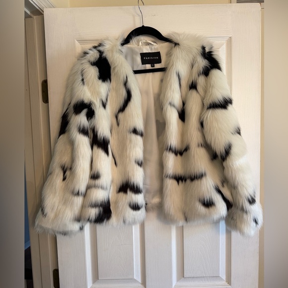Parisian Faux Fur Black and White Jacket - Picture 2 of 4
